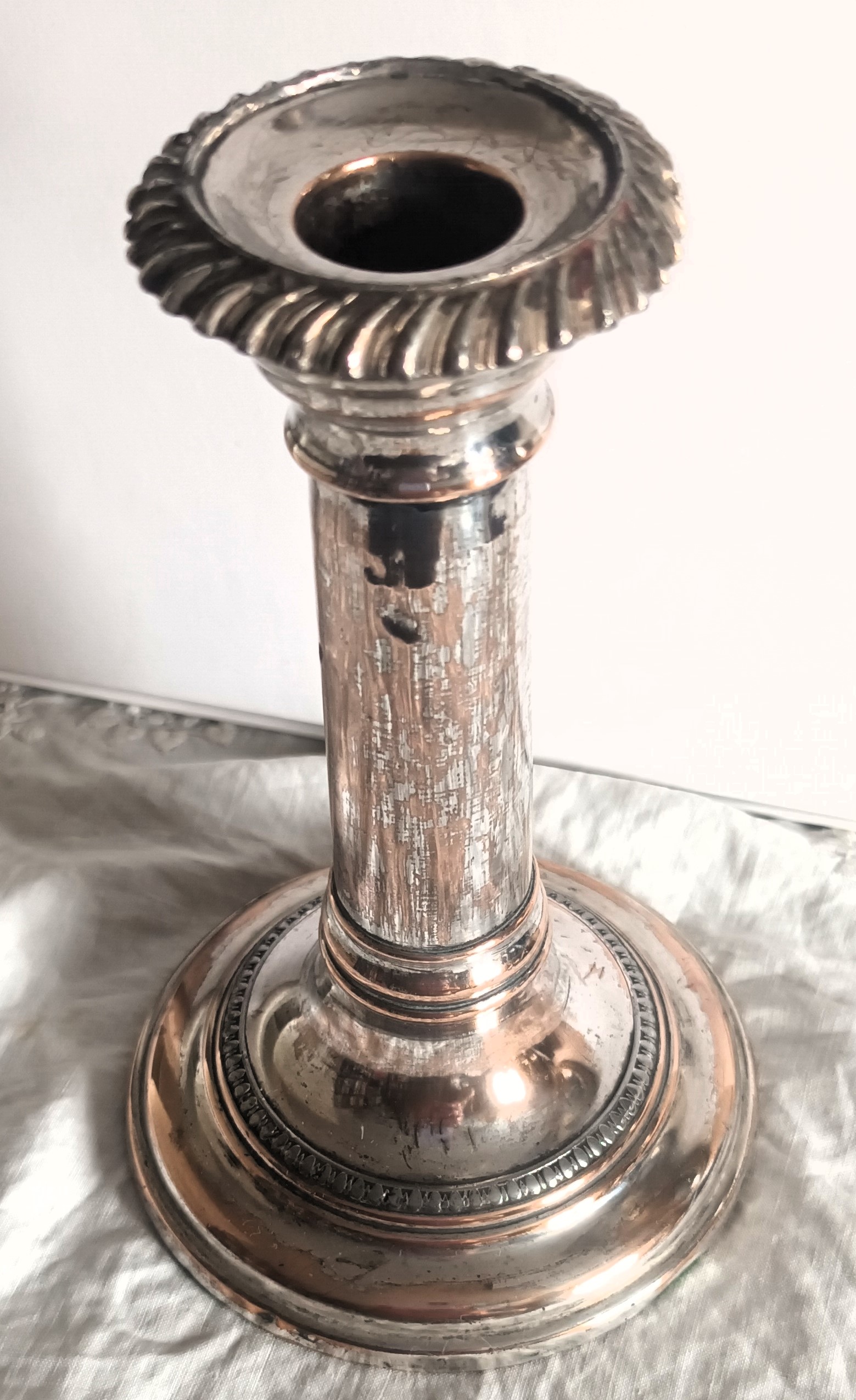 Antique English Victorian Old Sheffield Plate Candlestick - Image 2